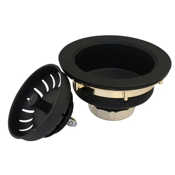 Heavy Duty Kitchen Sink Strainer with Power Ball Basket, Black, Keeney Mfg, Mfr#: K1439BLK